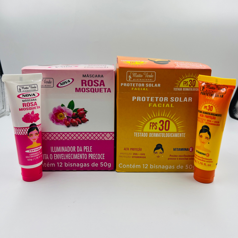 Kit Protetor Solar Facial+ Máscra Rosa Mosqueta